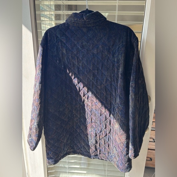 Jones New York Velvet Jewel Tone Paisley Quilted Barn Coat w/Pckts.Petite S Size - Picture 3 of 7
